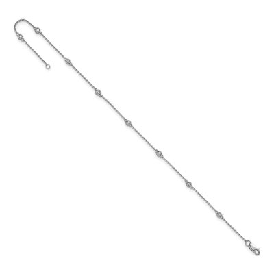 14K White Gold 1/8 ct tw Diamond Station Anklet – view 5