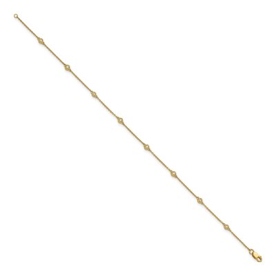 14K Yellow Gold 1/8 ct tw Diamond Station Anklet – view 2