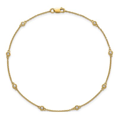 14K Yellow Gold 1/8 ct tw Diamond Station Anklet – view 4