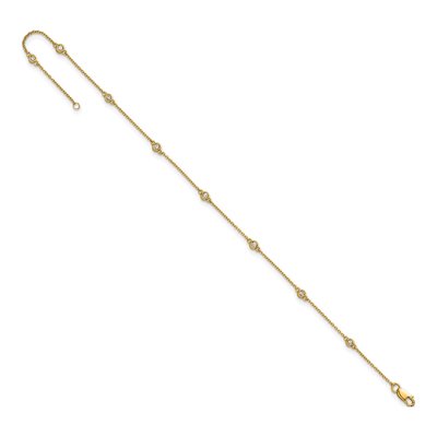 14K Yellow Gold 1/8 ct tw Diamond Station Anklet – view 5