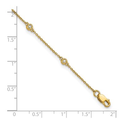 14K Yellow Gold 1/8 ct tw Diamond Station Anklet – view 6