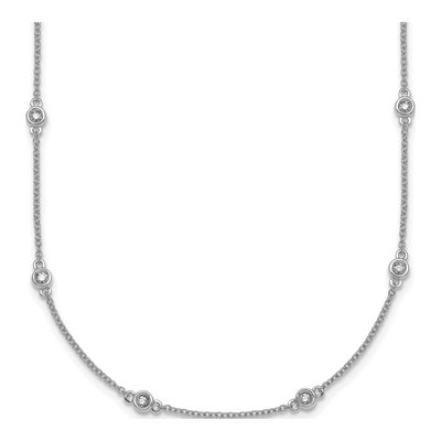14K White Gold 1/4 ct tw Diamond Station Necklace