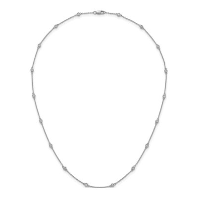 14K White Gold 1/3 ct tw Diamond Bezel Station Necklace – view 4