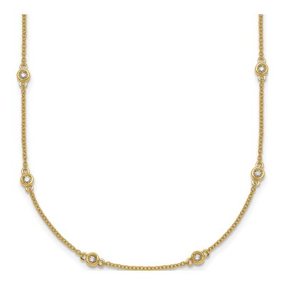 14K Yellow Gold 1/3 ct tw Diamond Station Necklace
