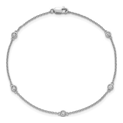 14K White Gold 1/8 ct tw Diamond Bezel Station Bracelet – view 4