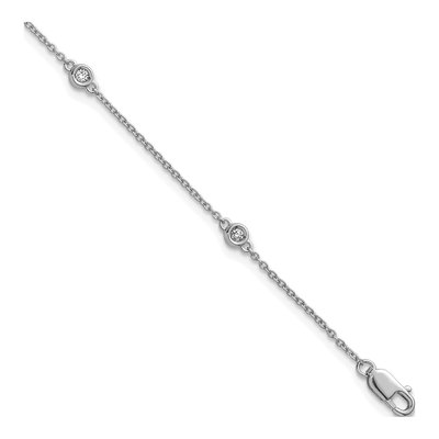 14K White Gold 1/8 ct tw Diamond Bezel Station Bracelet