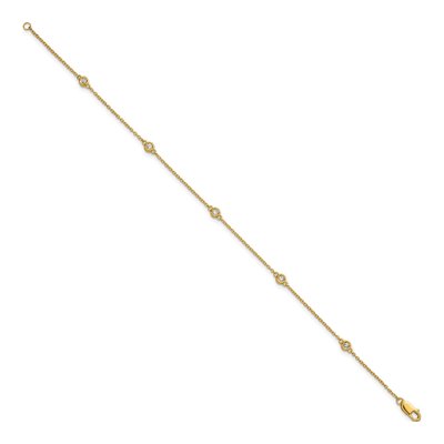 14K Yellow Gold 1/8 ct tw Diamond Bezel Station Bracelet – view 2