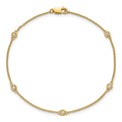 14K Yellow Gold 1/8 ct tw Diamond Bezel Station Bracelet – view 4