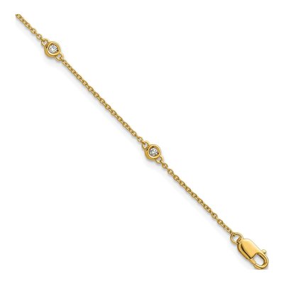 14K Yellow Gold 1/8 ct tw Diamond Bezel Station Bracelet