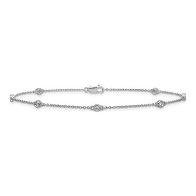 14K White Gold 1/6 ct tw Diamond Station Cable Anklet – view 3