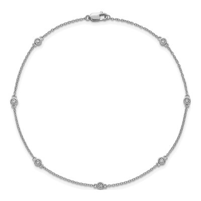 14K White Gold 1/6 ct tw Diamond Station Cable Anklet – view 4