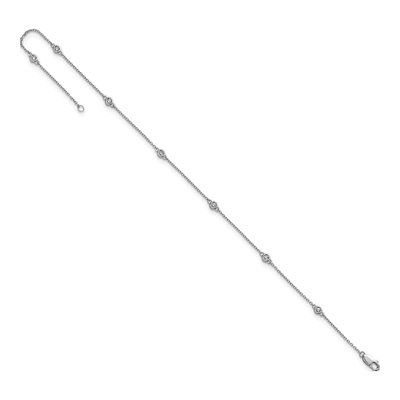 14K White Gold 1/6 ct tw Diamond Station Cable Anklet – view 5