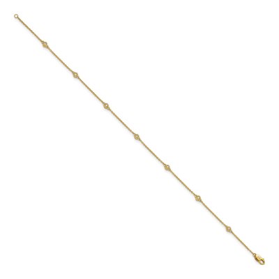 14K Yellow Gold 1/6 ct tw Diamond Station Cable Anklet – view 2