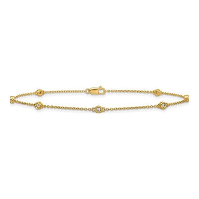 14K Yellow Gold 1/6 ct tw Diamond Station Cable Anklet – view 3