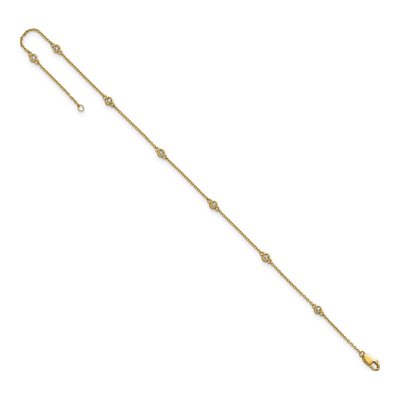 14K Yellow Gold 1/6 ct tw Diamond Station Cable Anklet – view 5