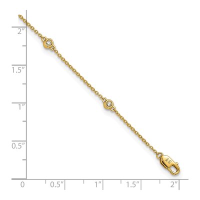 14K Yellow Gold 1/6 ct tw Diamond Station Cable Anklet – view 6