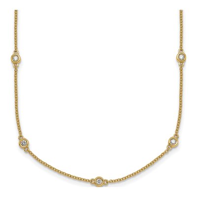 14K Yellow Gold 1/3 ct tw Diamond Station Necklace