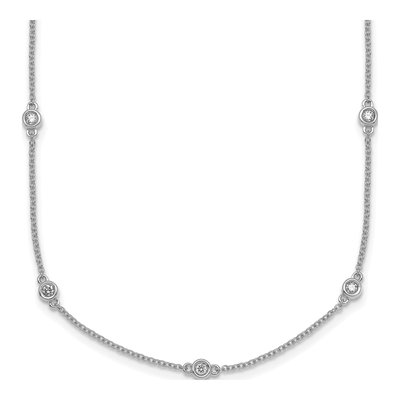 14K White Gold 3/8 ct tw Diamond Station Necklace