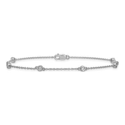 14K White Gold 1/6 ct tw Diamond Bezel Cable Bracelet – view 3