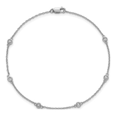 14K White Gold 1/6 ct tw Diamond Bezel Cable Bracelet – view 4