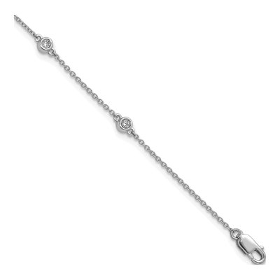 14K White Gold 1/6 ct tw Diamond Bezel Cable Bracelet
