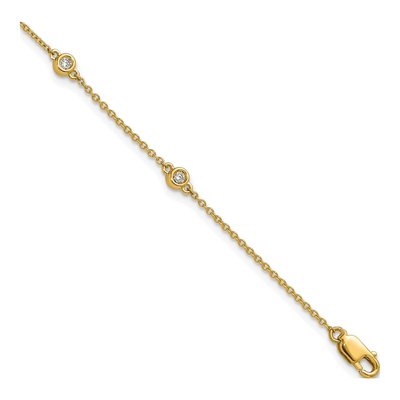 14K Yellow Gold 1/6 ct tw Diamond Cable Bracelet