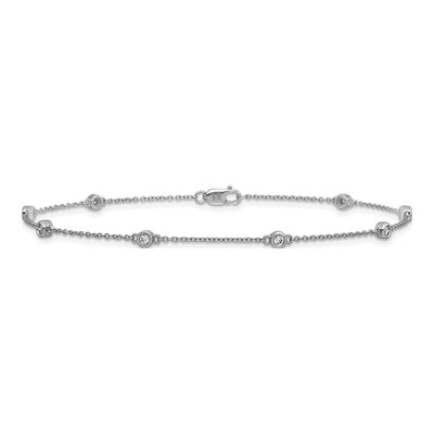 14K White Gold 1/5 ct tw Diamond Station Cable Anklet – view 3
