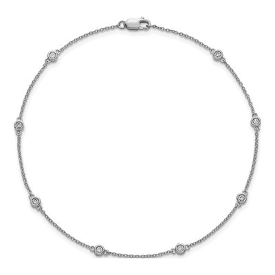 14K White Gold 1/5 ct tw Diamond Station Cable Anklet – view 4