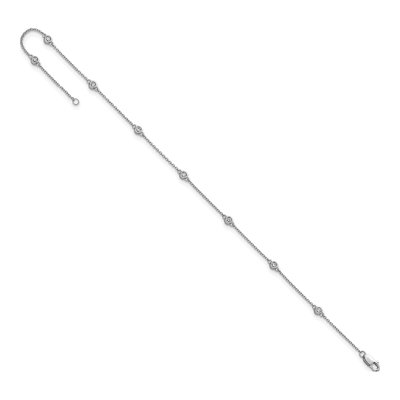 14K White Gold 1/5 ct tw Diamond Station Cable Anklet – view 5