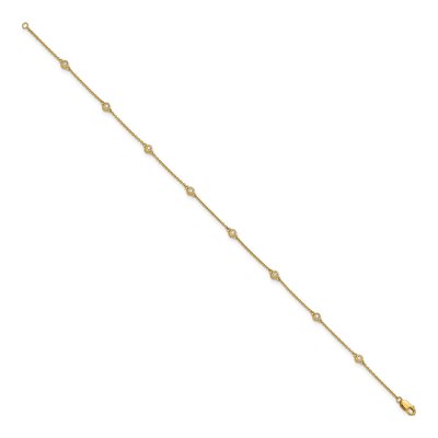 14K Yellow Gold 1/5 ct tw Diamond Station Cable Anklet – view 2