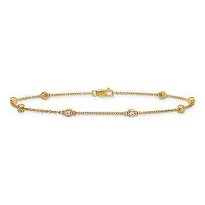 14K Yellow Gold 1/5 ct tw Diamond Station Cable Anklet – view 3