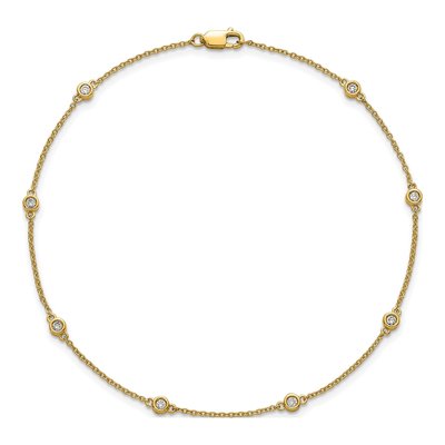 14K Yellow Gold 1/5 ct tw Diamond Station Cable Anklet – view 4