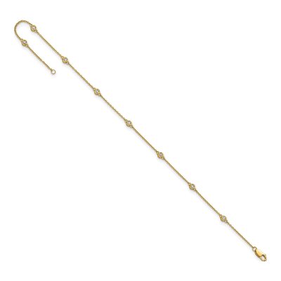 14K Yellow Gold 1/5 ct tw Diamond Station Cable Anklet – view 5