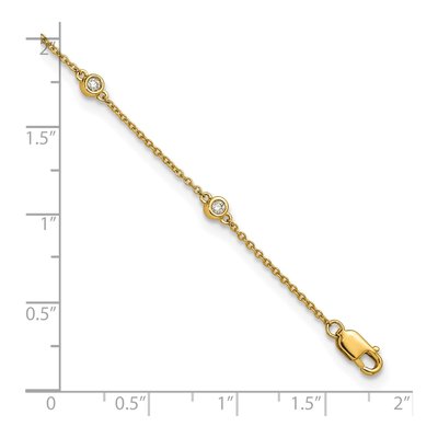 14K Yellow Gold 1/5 ct tw Diamond Station Cable Anklet – view 6