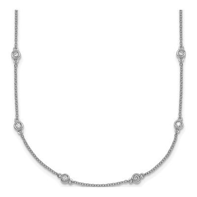 14K White Gold 1/2 ct tw Diamond Station Necklace
