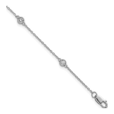 14K White Gold 1/6 ct tw Diamond Station Bracelet