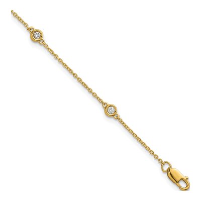 14K Yellow Gold 1/6 ct tw Diamond Cable Bracelet