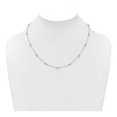 14K White Gold 1/2 ct tw Diamond Station Necklace – view 3