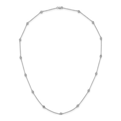 14K White Gold 1/2 ct tw Diamond Station Necklace – view 4