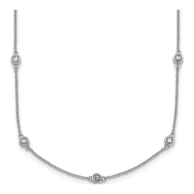 14K White Gold 1/2 ct tw Diamond Station Necklace