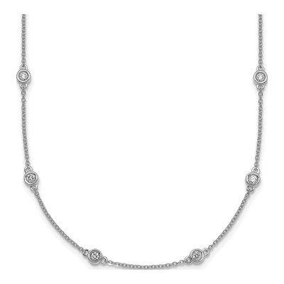 14K White Gold 1/2 ct tw Diamond 16-Inch Station Necklace