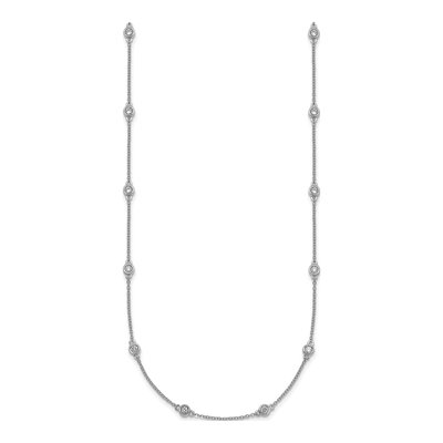 14K White Gold 5/8 ct tw Diamond Station Necklace – view 2