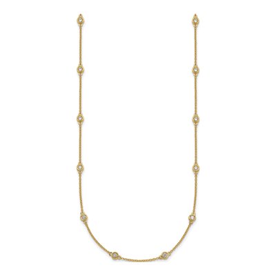 14K Yellow Gold 3/4 ct tw Diamond 20-Inch Bezel Station Necklace – view 2