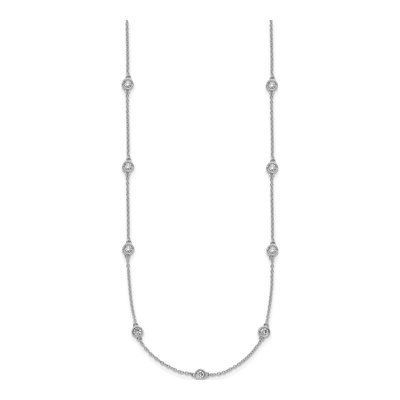 14K White Gold 3/4 ct tw Diamond Bezel-Set Cable 13-Station Necklace – view 2