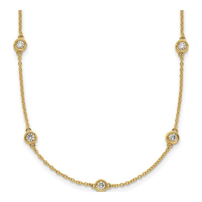 14K Yellow Gold 3/4 ct tw Diamond Bezel-Set Cable 13-Station Necklace
