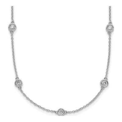 14K White Gold 7/8 ct tw Diamond Station Necklace
