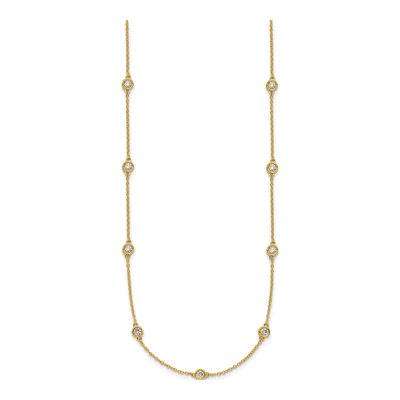 14K Yellow Gold 7/8 ct tw Diamond Station Necklace – view 2