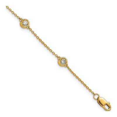 14K Yellow Gold 1/3 ct tw Diamond Bezel Station Bracelet