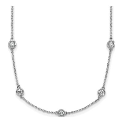 14K White Gold 7/8 ct tw Diamond 16-Station Necklace