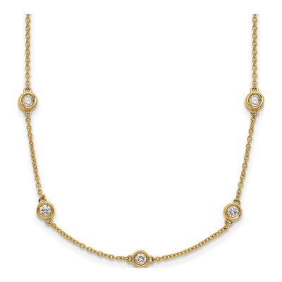 14K Yellow Gold 7/8 ct tw Diamond Station Necklace